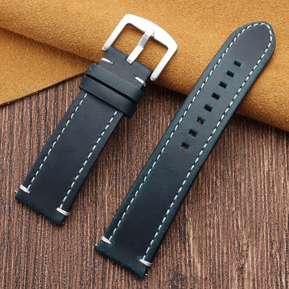 Vintage Stitching Genuine Leather Watchband - Universal Sport Strap with Accessories