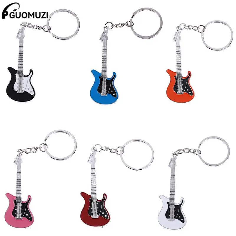 1PCS Mini Metal Classic Electric Guitar Keychain Key Car Chain Guitar Key Ring Musical Instruments Pendant For Man Women 6Colors car speed gearbox gear head keychain manual transmission lever metal key ring car refitting metal pendant creative keychain