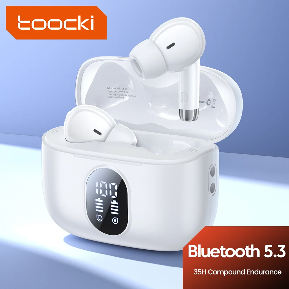 

Toocki TWS Wireless Bluetooth Earphones 5.3 Touch Control Music Wireless Earbuds LED Digital Waterproof Sports Headsets With Mic