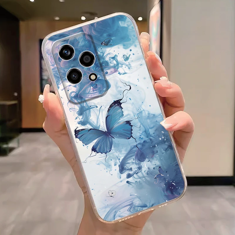 Floral Fashion Clear Silicone Phone Cover - Cute Cat Couple Design