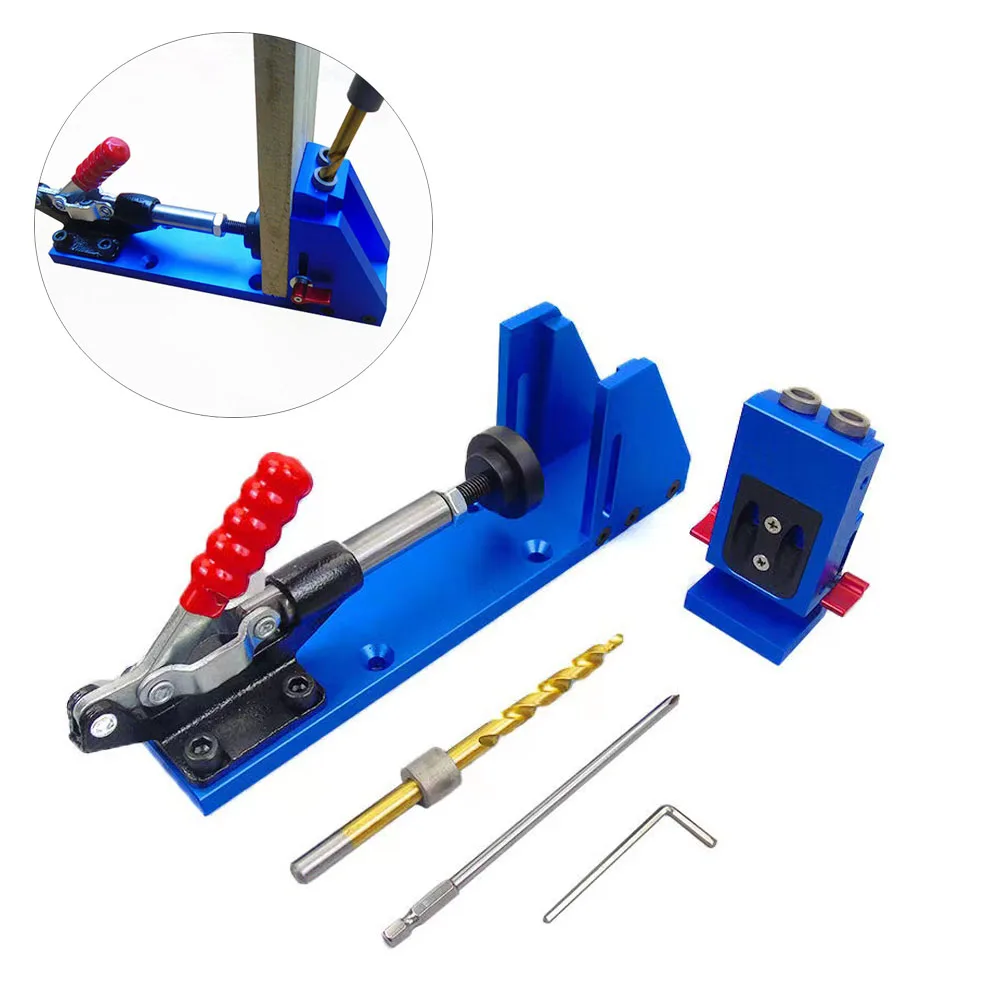 Professional Pocket Hole Jig Kit System Mini Drill Guide With 9.5mm Step Drill Bit HSS For DIY Woodworking Tools
