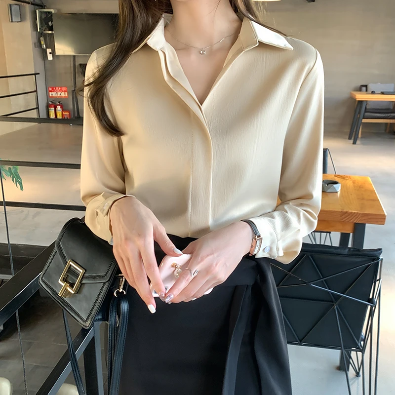 

New Long Sleeve Women Blouse Turn Down Collar Casual Office Lady Chiffon Blouse Shirt Women Tops Blusas Mujer De Moda 2024 H915