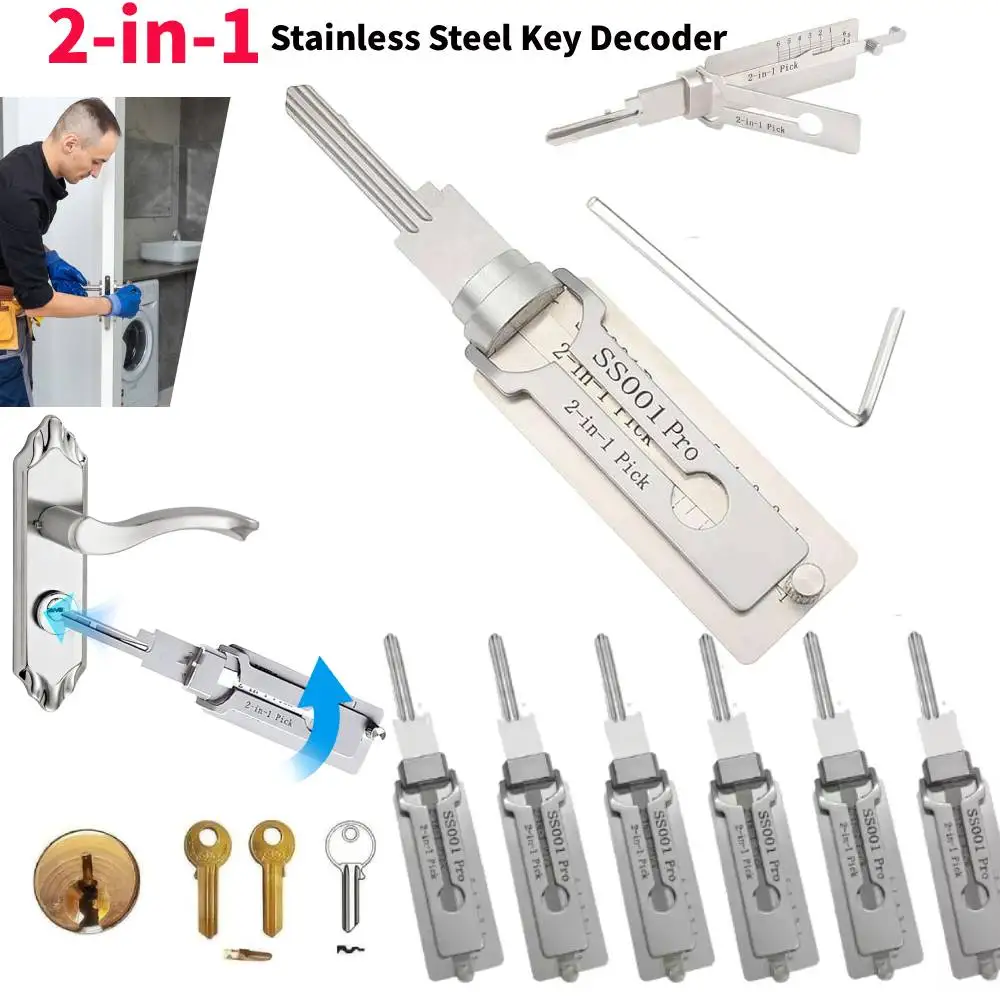 2-in-1 SS001 Stainless Steel Key Decoder Portable Precision Hook And ...