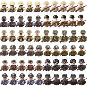 20Pcs/Set WW2 Military Soldier Array Soviet US UK France Japan Canada Italy China Building Blocks Action Figure Bricks Kids Toy 1