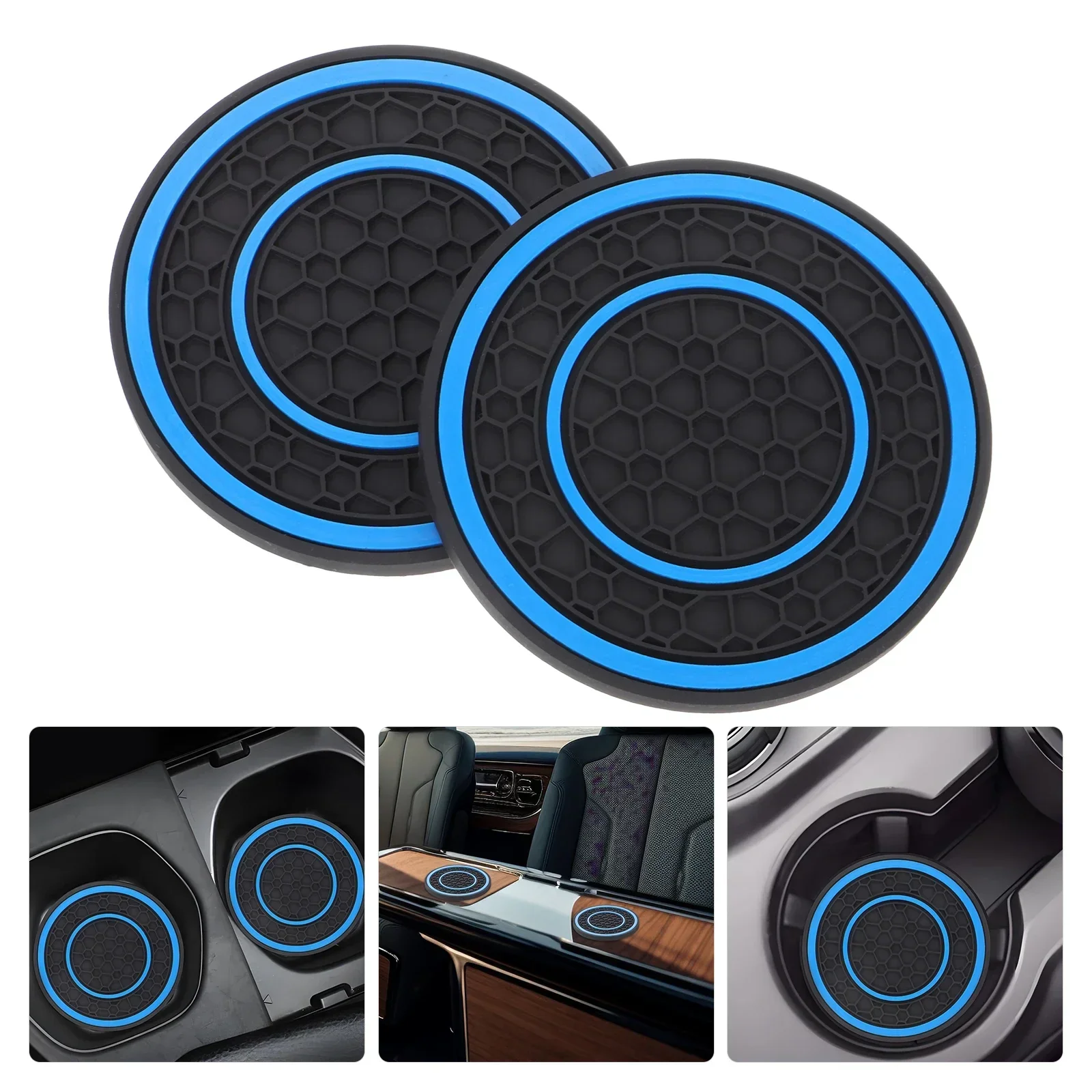 2pcs Non-Slip Car Cup Holder Coasters Silicone Insulated Mats Universal Fit For Vehicle Waterproof Anti-Slip Accessory Cup