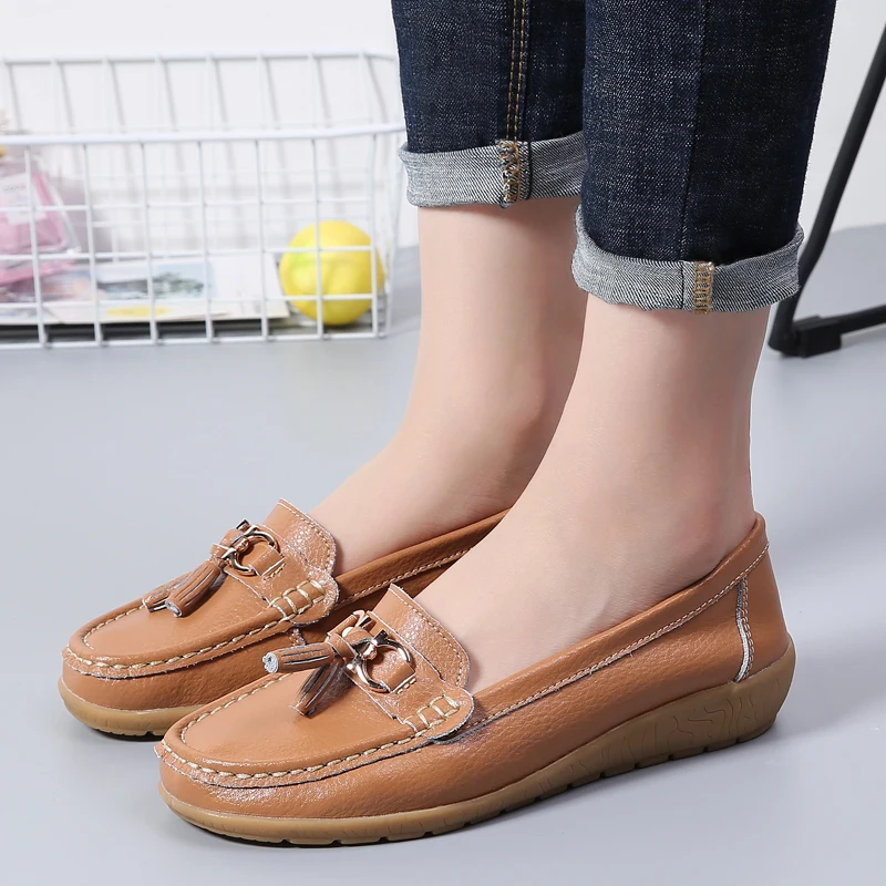 Women Loafers New Women Flats Ballet Shoes Woman Cut Out Leather Breathable Moccasins Shoes Ballerina Ladies Casual Plus Size