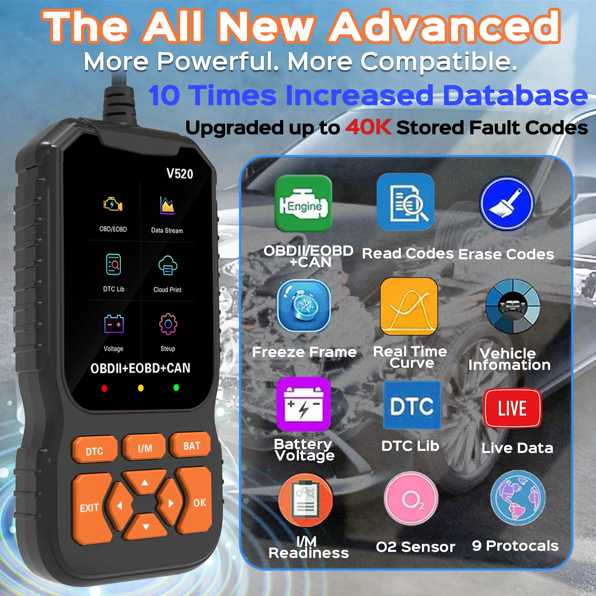 Strumento di scansione diagnostica per scanner per auto OBD2, lettore di codici di guasto per veicoli meccanici professionali, codice di guasto per lettura automatica Controllo luce del motore Fo - Image 3