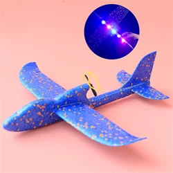 LED Light Foam Glider Airplane Toy for Kids - Outdoor Hand - Throw Flying Fun (Blue)