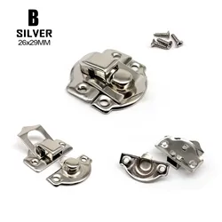 Set of 12 Elegant Metal Hasp Hooks with Screws (B silver 26x29mm)