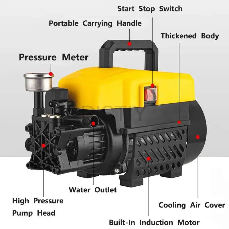 Self Priming High-Pressure 3800W Car Wash Machine High Pressure Adjustable Garden Cleaning Automatic Induction Cleaner Washer 6