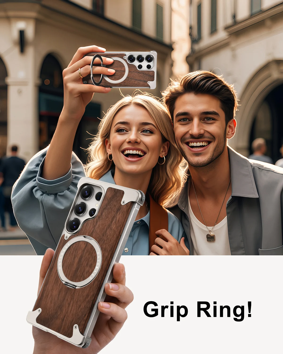 Eary for Samsung Galaxy S25 S24 Ultra Wooden Case With 360 Rotate Magnetic Stand Magsafe Frameless Shockproof Cover Phone Shells