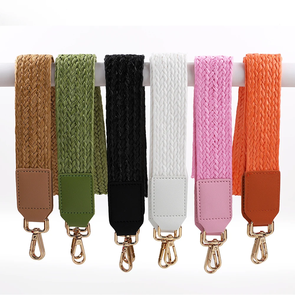 Customized Woven Raffia Bag Straps Women Shoulder Strap Replacement Supplies for Shoulder Bag Pouch Purse Making Crossbody Bag