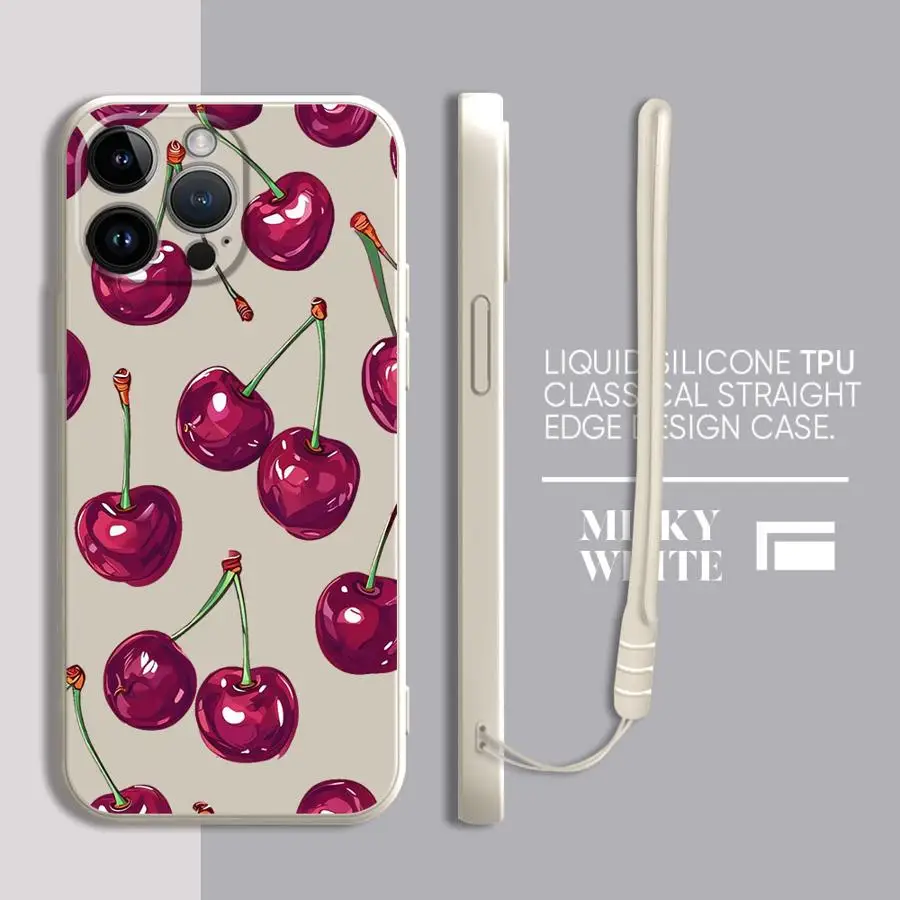 Charming Cherry Pattern Soft Cover Phone Case