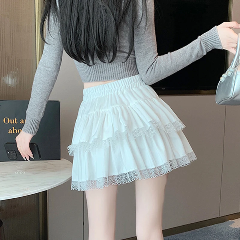 y2k Mini Skirt Women Coquette Clothes Lolita Fairycore High Elastic Tiered Ruffle Skirts Goth Lolita Skirts Streetwear