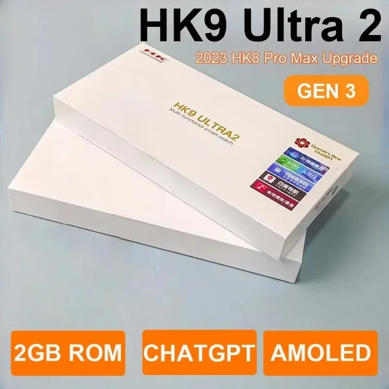 

HK9 Ultra 2 Smartwatch 2023 Watch 9 Ultra2 AMOLED 2GB Storage ChatGPT Original Reloj Smart Watch for Men PK Hello Watch 3 Plus