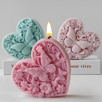 Butterfly Heart Candle Mold 1