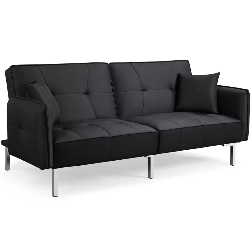 Description Picture 3 of itemAlden Design Fabric Covered Futon Sofa Bed with Adjustable Backrest Black living room sets sofa