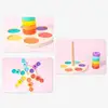 Baby Wooden Rainbow Stacking Toy Montessori Coloerful Blocks Classification and Nested Games Fine Motor Training Shape Matching 6