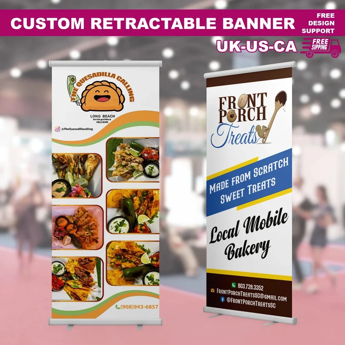 

Personalize Pop Up Promotional Backdrop For Small Store Trade Show, Custom Retractable Banner For Catering