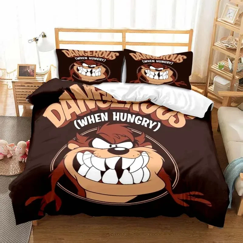 3D Print Cartoon Tasmanian Devil Fashion Bedding Set Double Twin King Duvet Cover Comforter Pillowcase Boys Girls Adults Bedroom 3