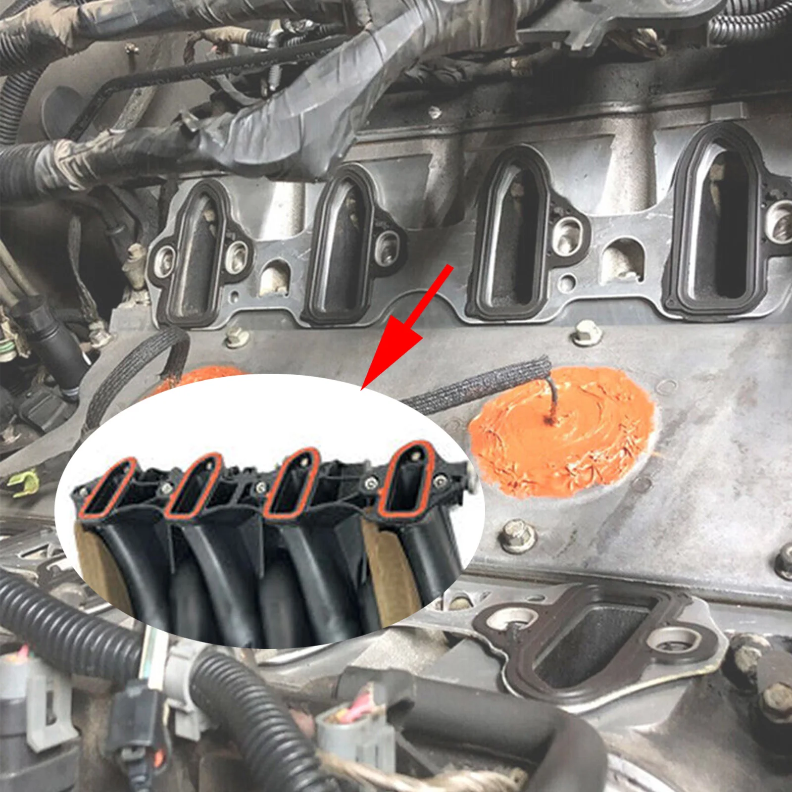 Car Engine Intake Manifold Gasket Replacement Parts 2PCS For Chevy Chevrolet Silverado GMC Hummer Tahoe 5.3L 6.0L OHV 89060413