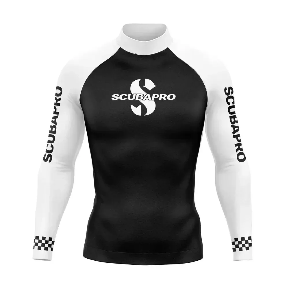 2025 Men Long Sleeve Surf Swimsuit Swimming T-shirt Beach UV Protection Swimwear Rash Guard Surfing Diving Swimsuit Tights Shirt 3
