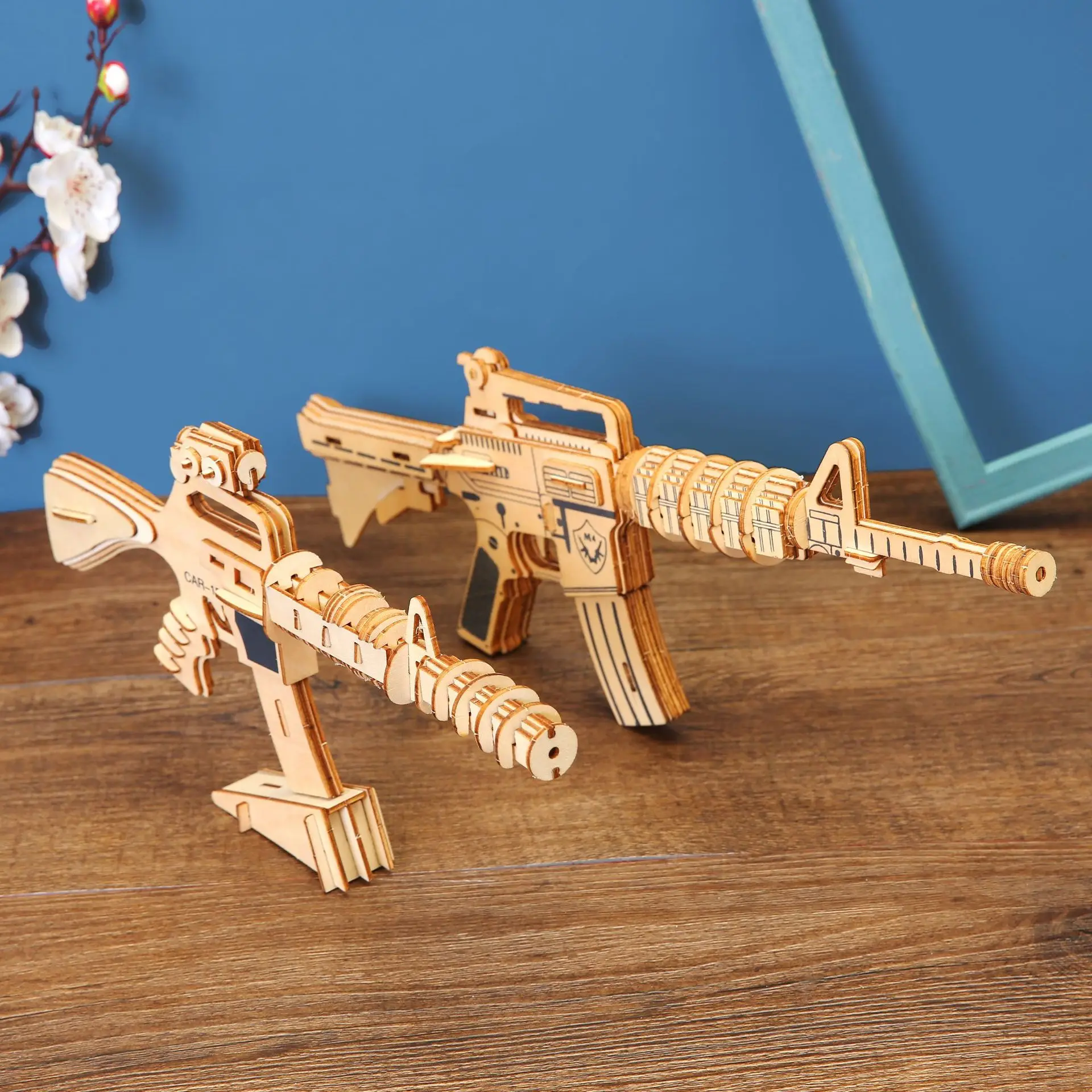 

Pistol Model Ornaments DIY AK47 Submachine Gun Model 3d Three-dimensional Wooden Puzzle Toy Gun for Children Diy Shooting Gift