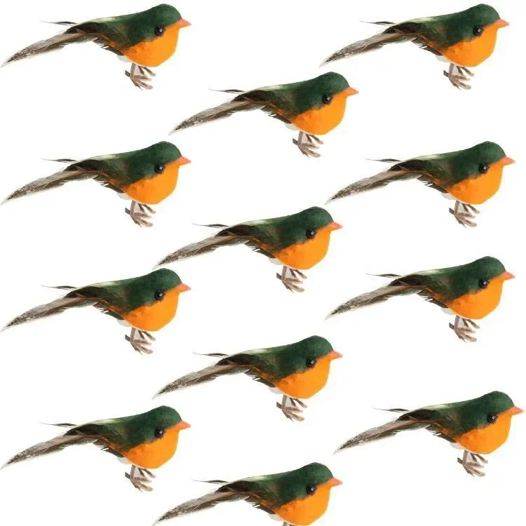 Christmas Decoration Simulation Little Robin Bird Garden Feather Cotton Bird Decorative Handicraft Ornaments Home Décor Items