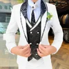 Handsome Men's Suit 3-piece Elegant Groom Wedding Tuxedo Jacket Pants Vest Customized Formal Blazer for Male 1