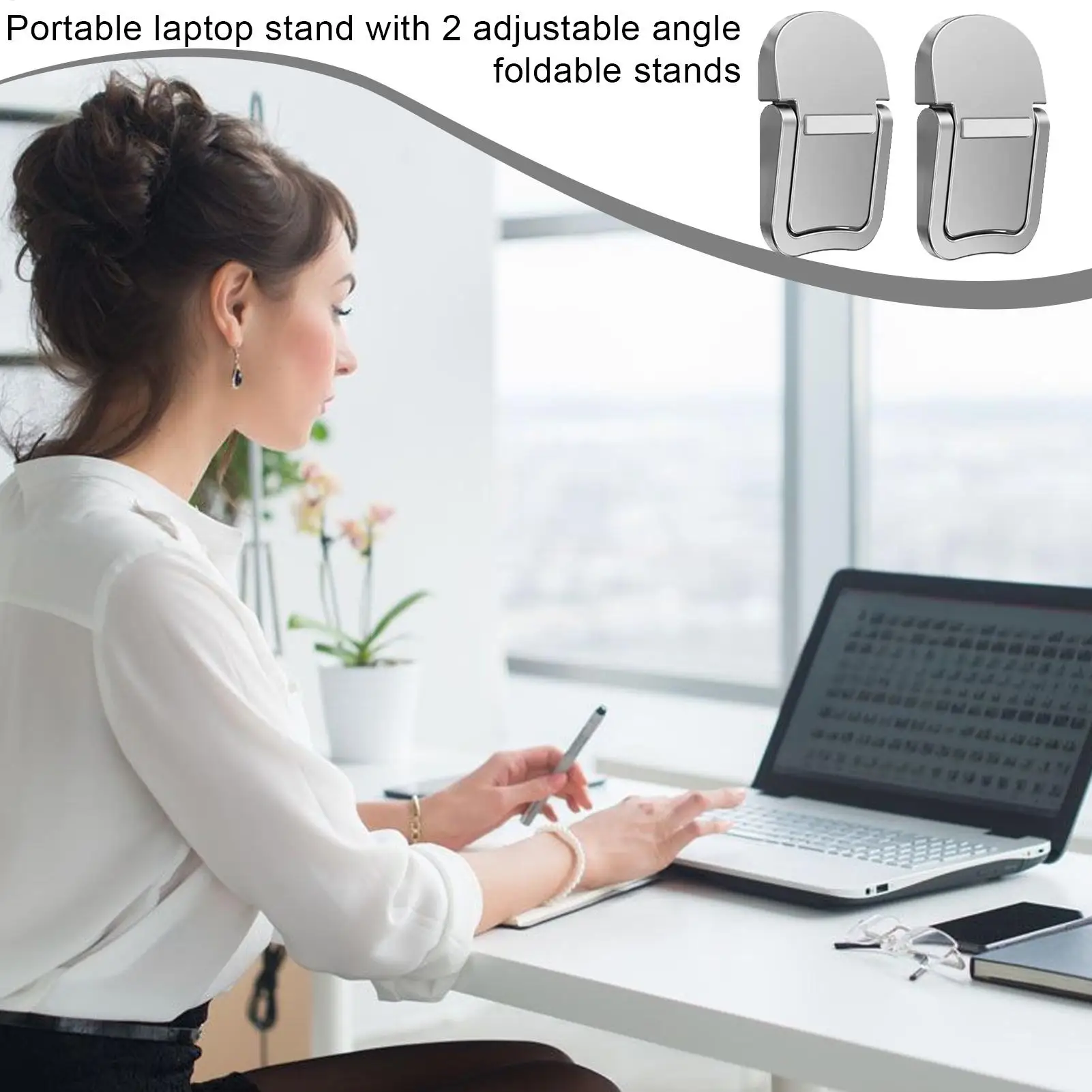 Supporto per Computer Portatile con Raffreddamento, Supporto da Scrivania Leggero e Pieghevole per Laptop - immagine 5