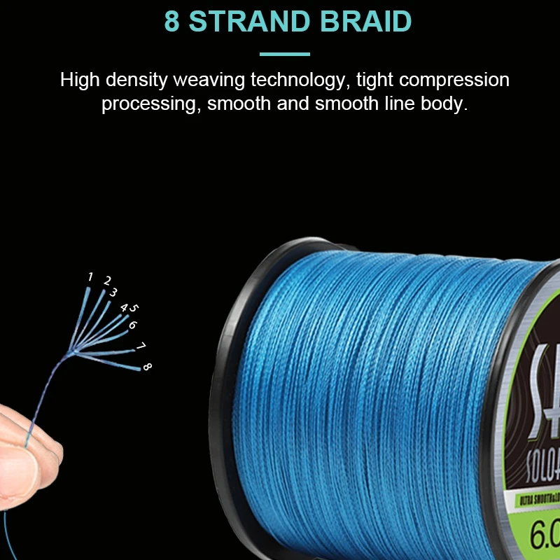 SOLOKING SK8 PE Fishing Line X8 150M/300M/500M Fishing Wire Strong PE Braid Fishing Line 18-100LB Multifilament Fishing Wire