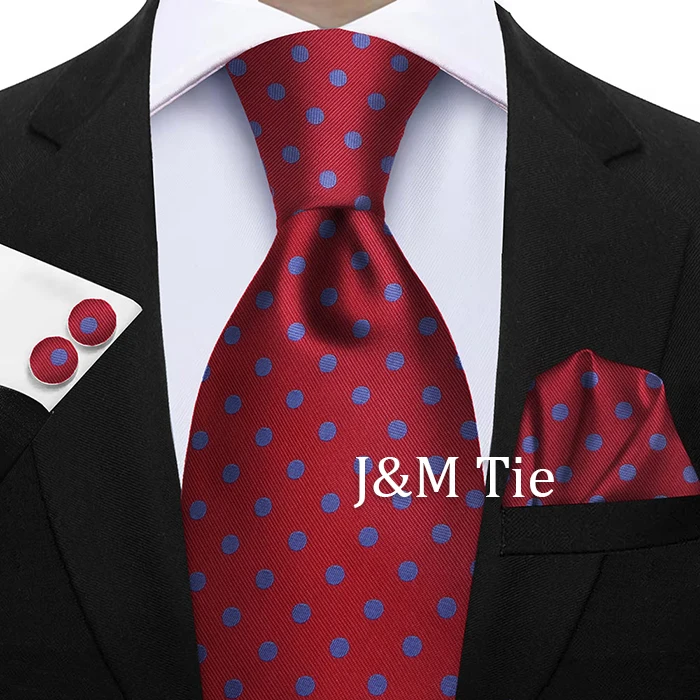 Elegante Krawatten für Männer, Geschenk, modisches Herren-Krawatten-Set, gestreift, gepunktet, Krawatte, Taschentuch, Manschettenknöpfe, 3-teilig, Business-Hochzeitsanzug-Accessoires – Detail 6