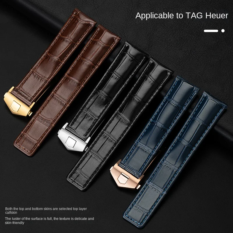Premium Genuine Leather Blue Watch Strap, Exquisite Wristwatch Band in Multiple Sizes