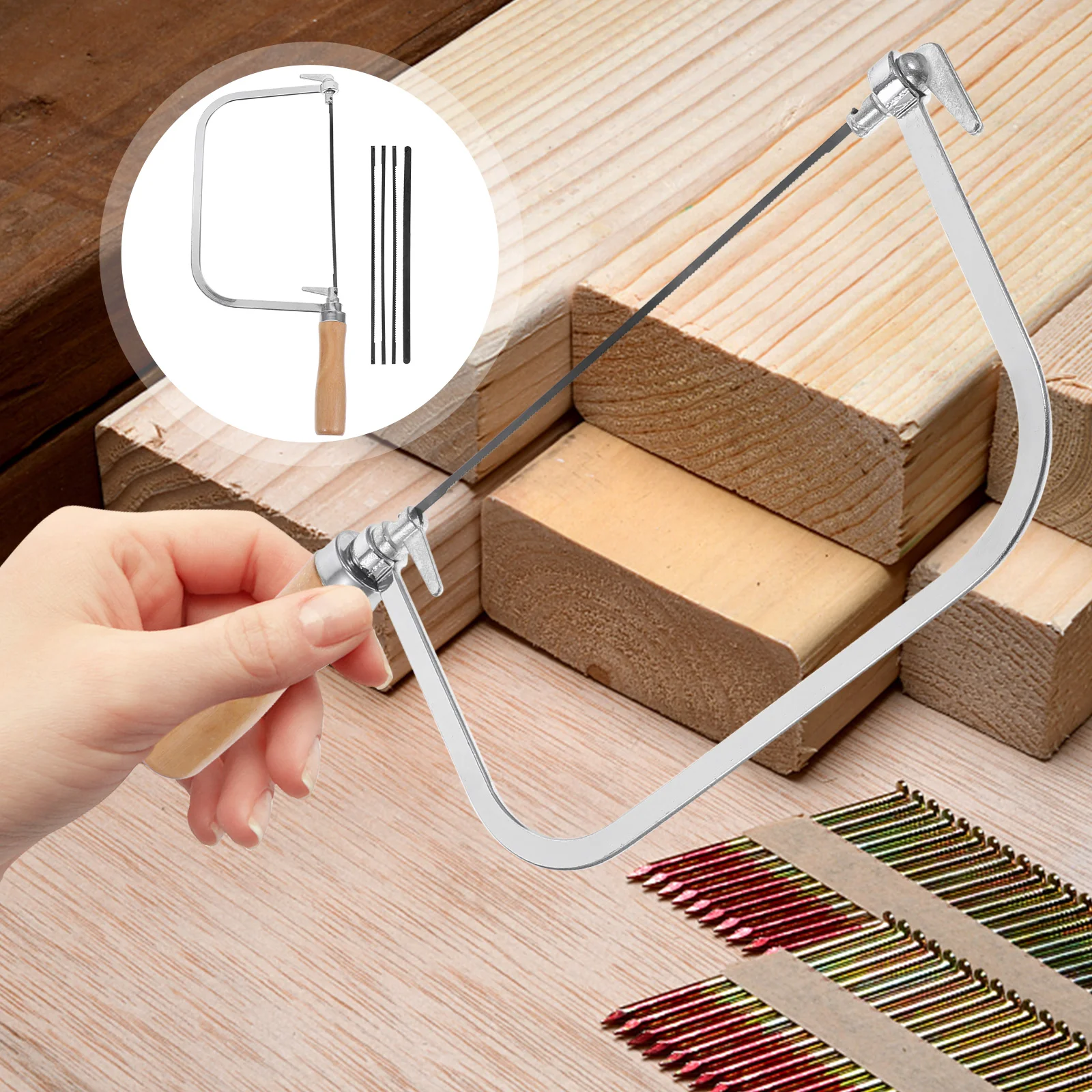 Durable Coping Saw Hand Saw For Mini Tools Scroll Engraving Bow Wooden Handle Portable Craft Heavy Duty Precision hand saw