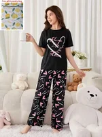 Cross border foreign trade summer fat MM thin short sleeved pants pajamas home wear women can go out 1