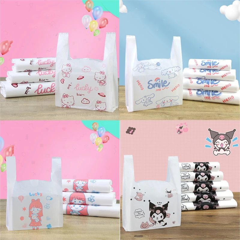 100pcs Sanrioed Hellokitty Kuromi Cinnamoroll Cute Takeaway Bag