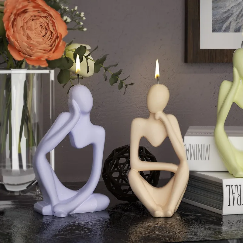 Silicone mold DIY Thinker Statue 3D Nordic Art Abstract Human Body Plaster Ornament Epoxy Resin Handicraft Mold Home Decor