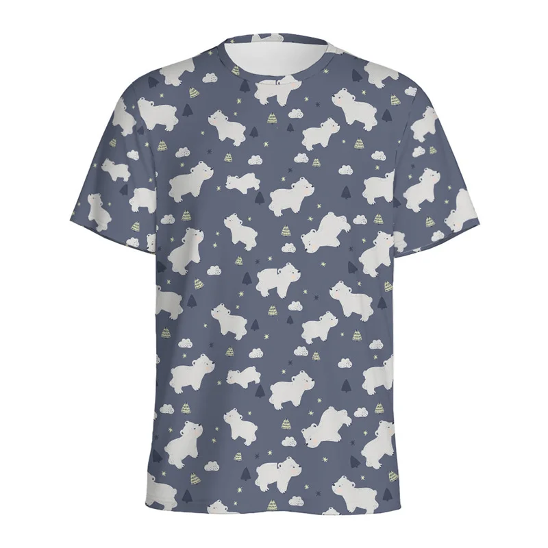 thumbnail image 1 of Bonita camiseta con estampado 3D de oso polar para hombre, camiseta con gráfico de animales de verano para niños, camiseta de manga corta con cuello redondo para mujer, camiseta de gran tamaño, 1 of 4