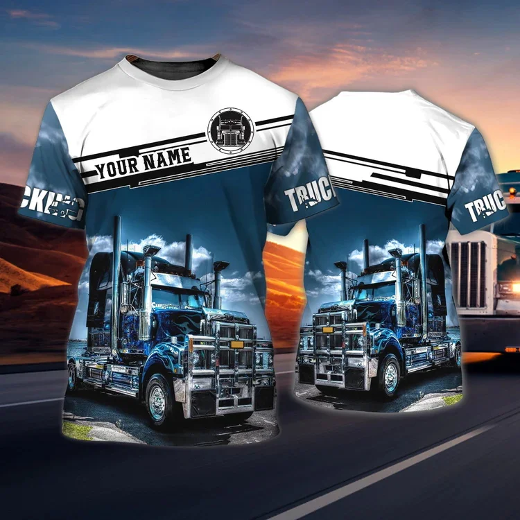 PLstar Cosmos Sommer Herren T-Shirt Personalisiertes cooles Trucker 3D-gedrucktes T-Shirt Unisex Casual Kurzarm Geschenk für Trucker DT86 – Detail 31