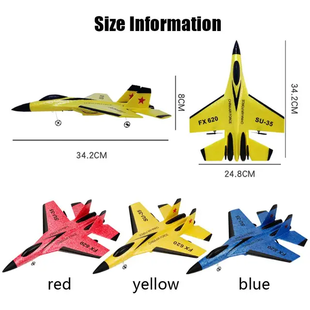 FX-620 SU-35 RC Remote Control Airplane 2.4G Remote Control Fighter Hobby Plane Glider Airplane EPP Foam Toys RC Plane Kids Gift 5