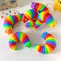 3D Slug Fidget Toy Colorful Slug Snail Toy Articulated Flexible All Ages Relief Anti-Anxiety Sensory Toys for Children 2