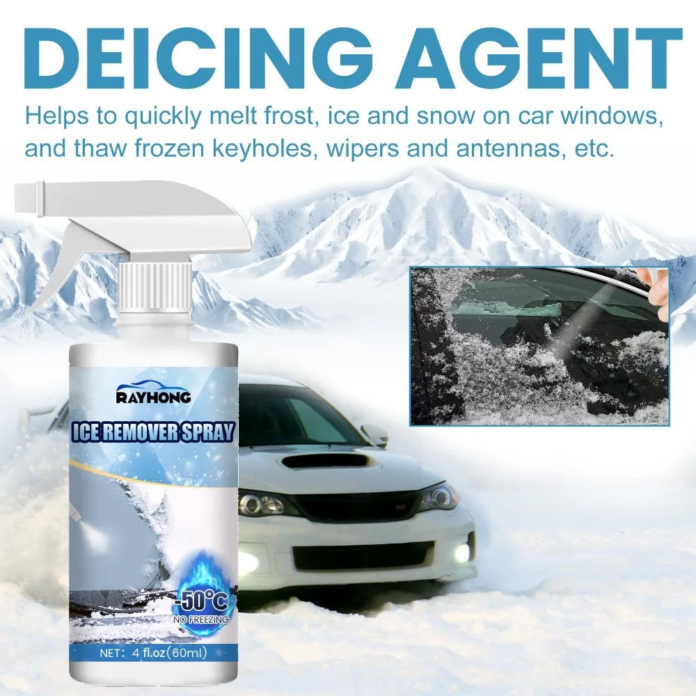 

Convenient Windshield Deicer Spray 60 ML Easy To Use Glass Snow Melting Agent Frost Prevention Anti Icing