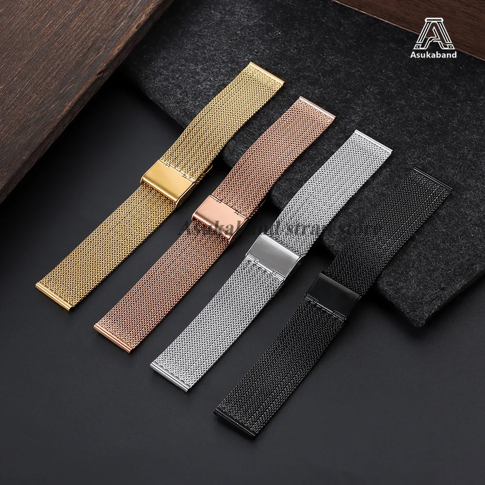 Elegant Milanese Stainless Steel Mesh Strap Bracelet - Universal Fit, Quick Release