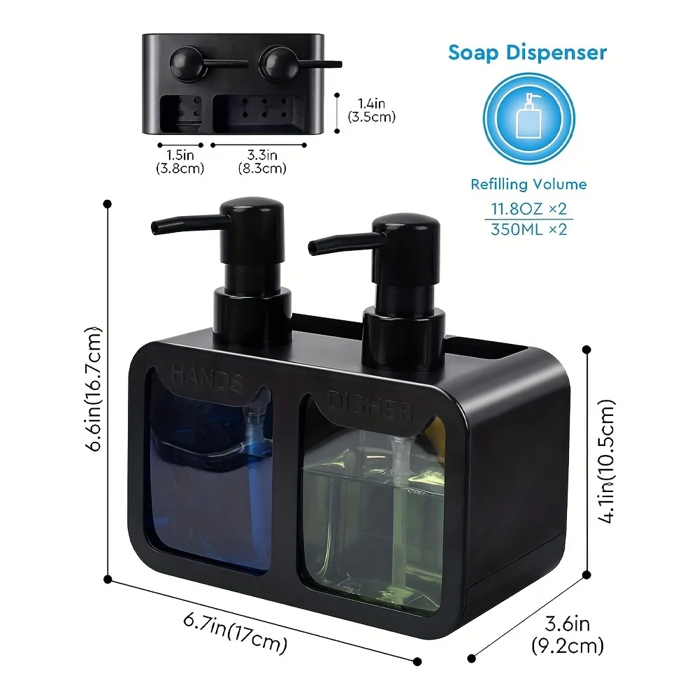 Soap Dispenser Soap Dispenser Bottle 1pc Dish Soap Dispenser For Sink Countertop Soap Dispenser & Brush Holder Refillable Lotion For Bathroom