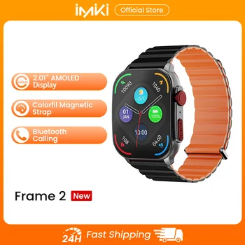 IMIKI Frame 2 Smartwatch con cinturino magnetico Display AMOLED HD da 2,01 pollici Monitoraggio della salute 24 ore su 24 190+ modalità sportive Smartwatch impermeabile