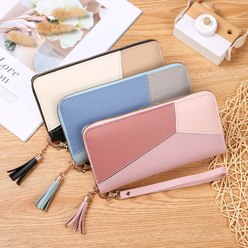 Zipper Wallets Womens Long Purses Handbags Coin Purse Cards Holder PU Leather Billfold