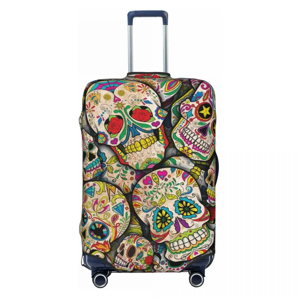 Suitcase Cover Halloween Style Luggage Accessories Protector Sugar Skull