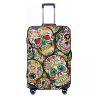 Sugar Skull Suitcase Cover Halloween Style Cool Travel Flight Practical Luggage Accesories Protector 2