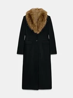 Elegant Faux Fur Wool Long Coat Women Solid Full Sleeve Lapel Patchwork Waist-closed Slim Coats Female Fashion Winter Outwear 6