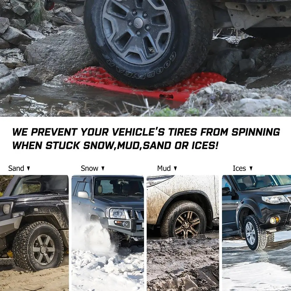 X-BULL Recovery tracks Sand tracks 2pcs 10T Sand / Snow / Mud 4WD Gen 3.0-Red